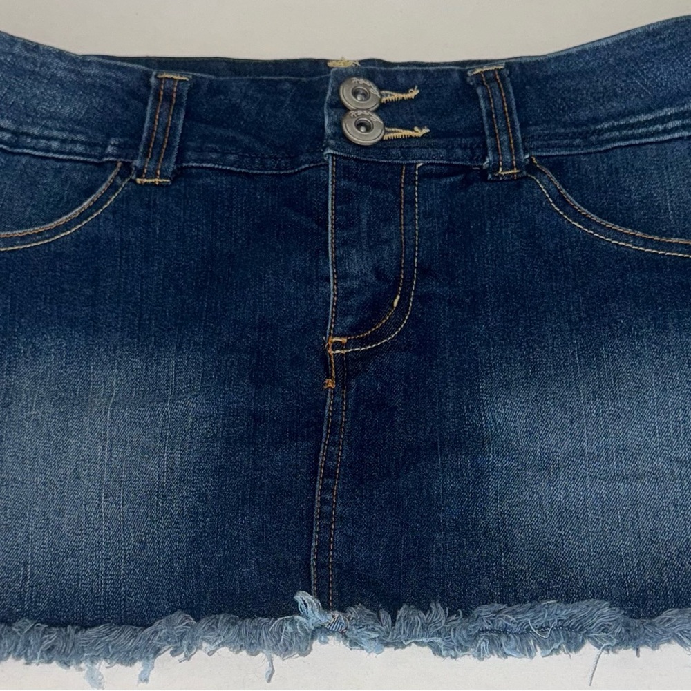 Highway Jeans Denim Mini Skirt with built in shorts and Frayed Hem - Picture 1 of 7